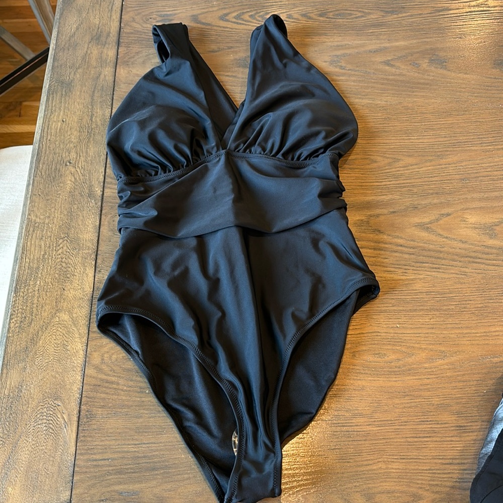 Women’s Black One-Piece Swimsuit - Classic V-Neck